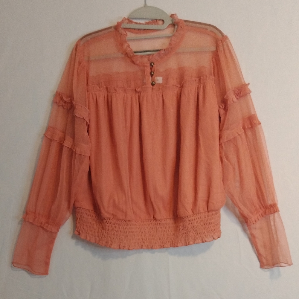 Elegant Peach‎ Ruffle Blouse